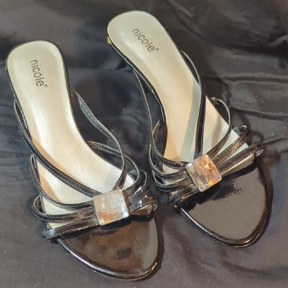Nicole Women's Black Strappy Sandals